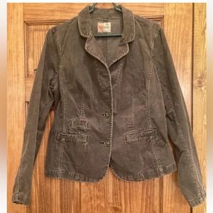 Ruff Hewn 2 Button Corduroy Blazer Jacket Women’s Size Large Brown Color